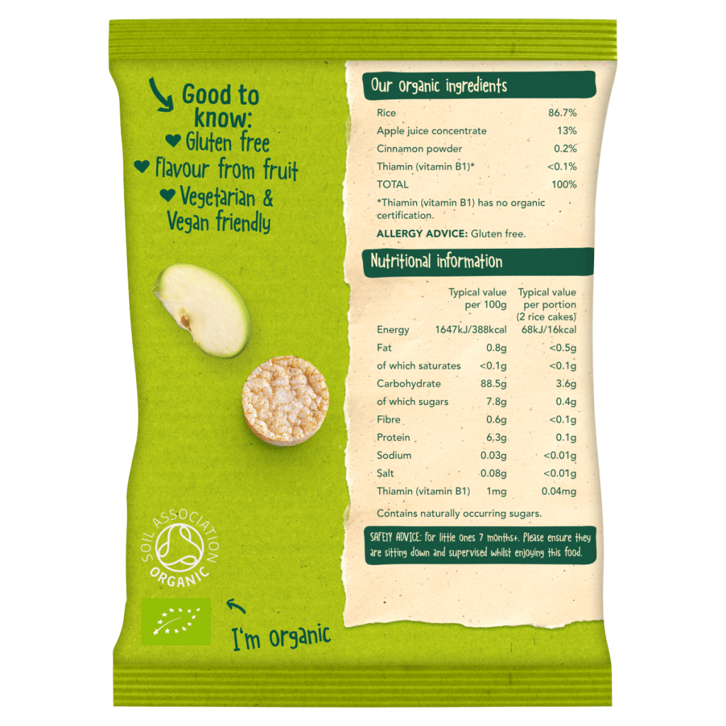 Organix Apple Rice Cake Clouds 7+ Months 40g