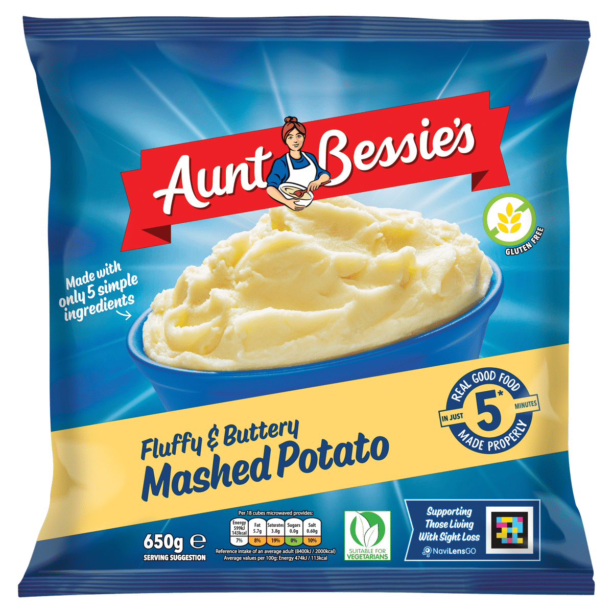 Aunt Bessie’s Fluffy & Buttery Mashed Potato 650g