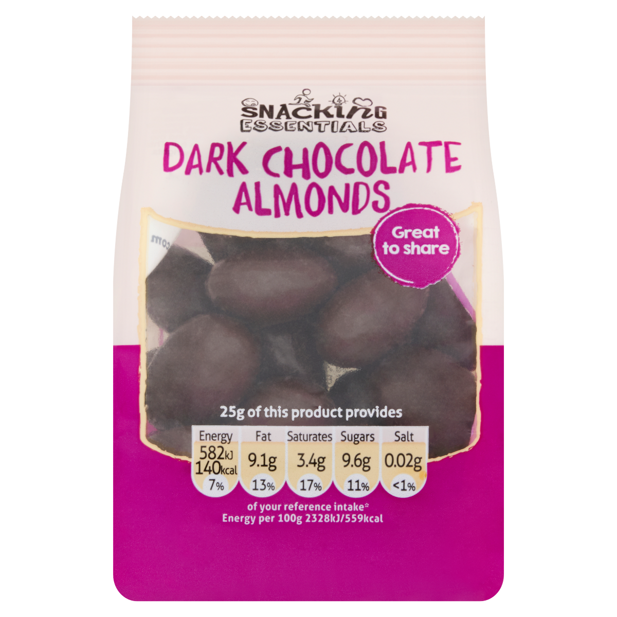 Snacking Essentials Dark Chocolate Almonds 100g