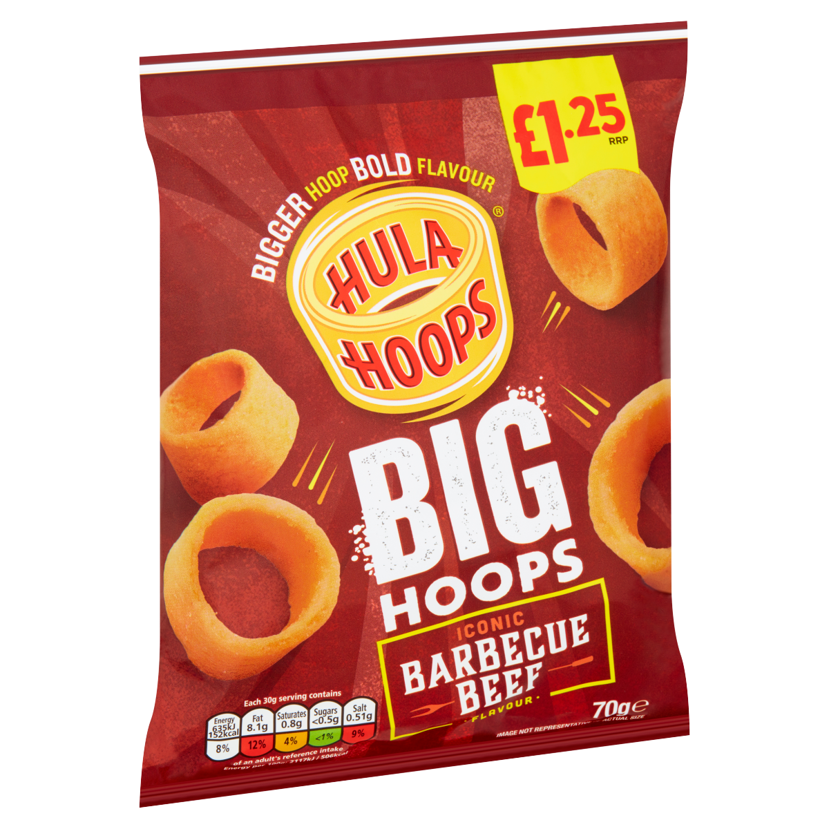 Hula Hoops Big Hoops Iconic Barbecue Beef Flavour 70g