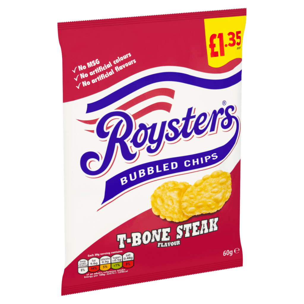 Roysters T-Bone Steak Flavour Bubbled Chips 60g