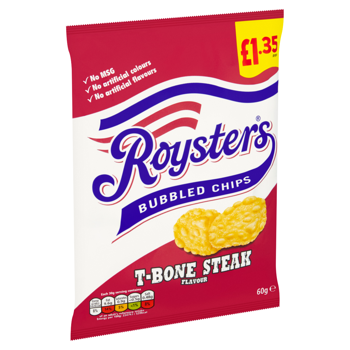 Roysters T-Bone Steak Flavour Bubbled Chips 60g