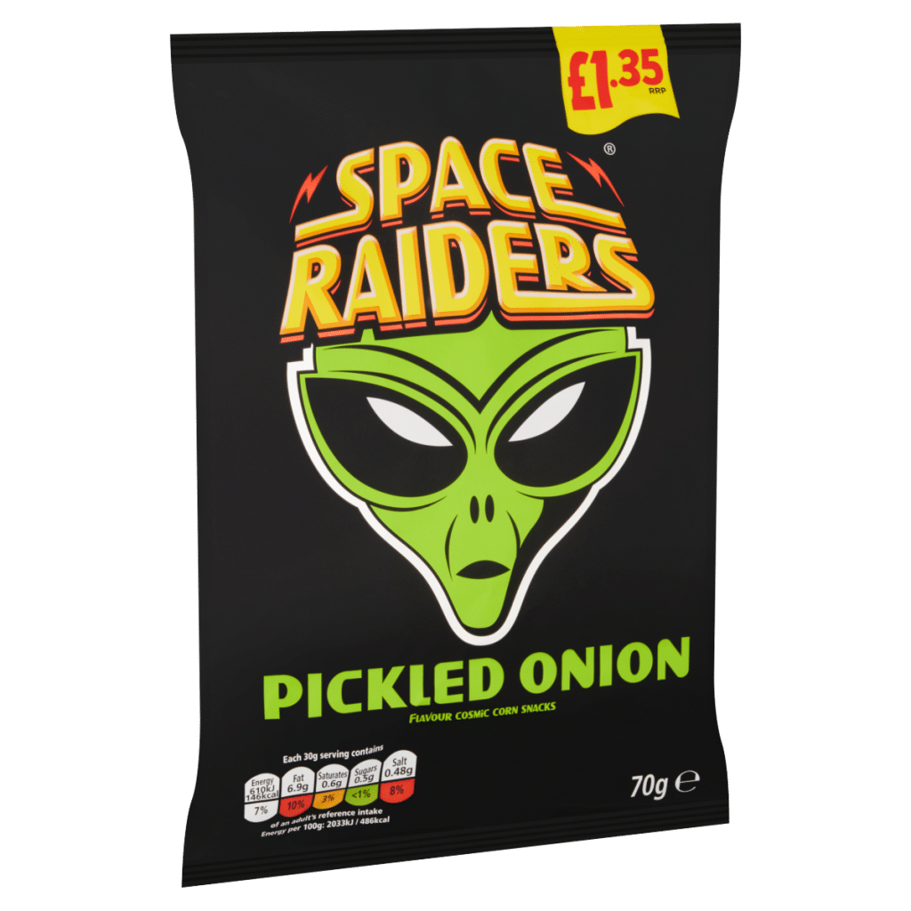 Space Raiders Pickled Onion Flavour Cosmic Corn Snacks 70g