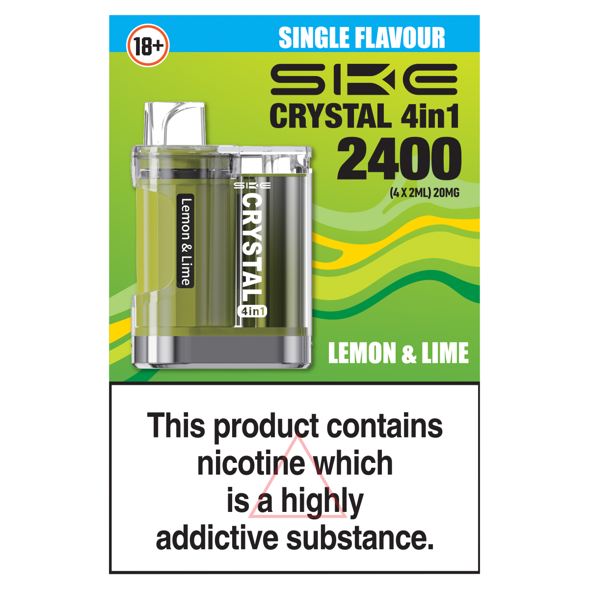 Ske Crystal 4in1 2400 Single Flavour Lemon & Lime 20mg 4 x 2ml