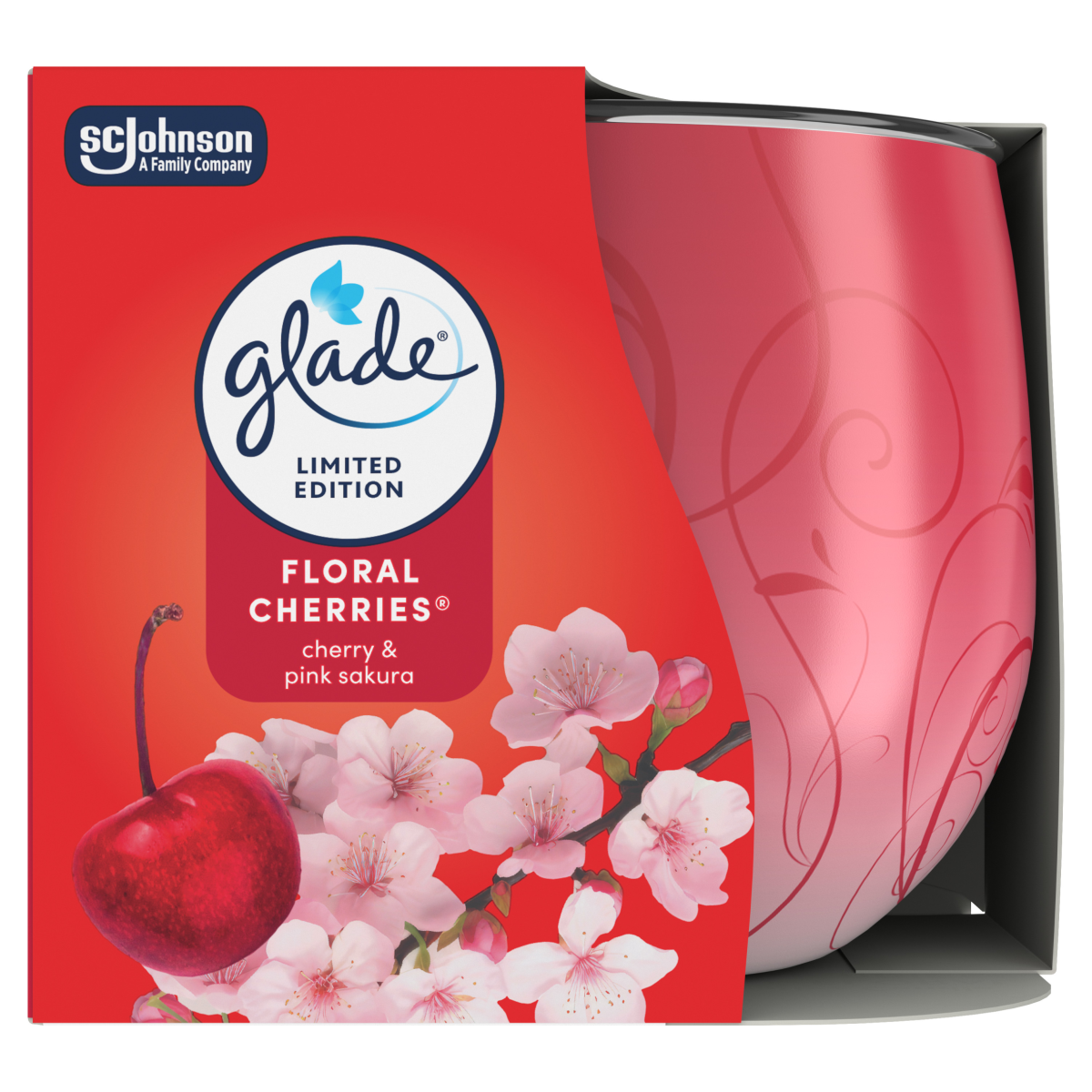 Glade Scented Candle Sleeved Floral Cherries 108g