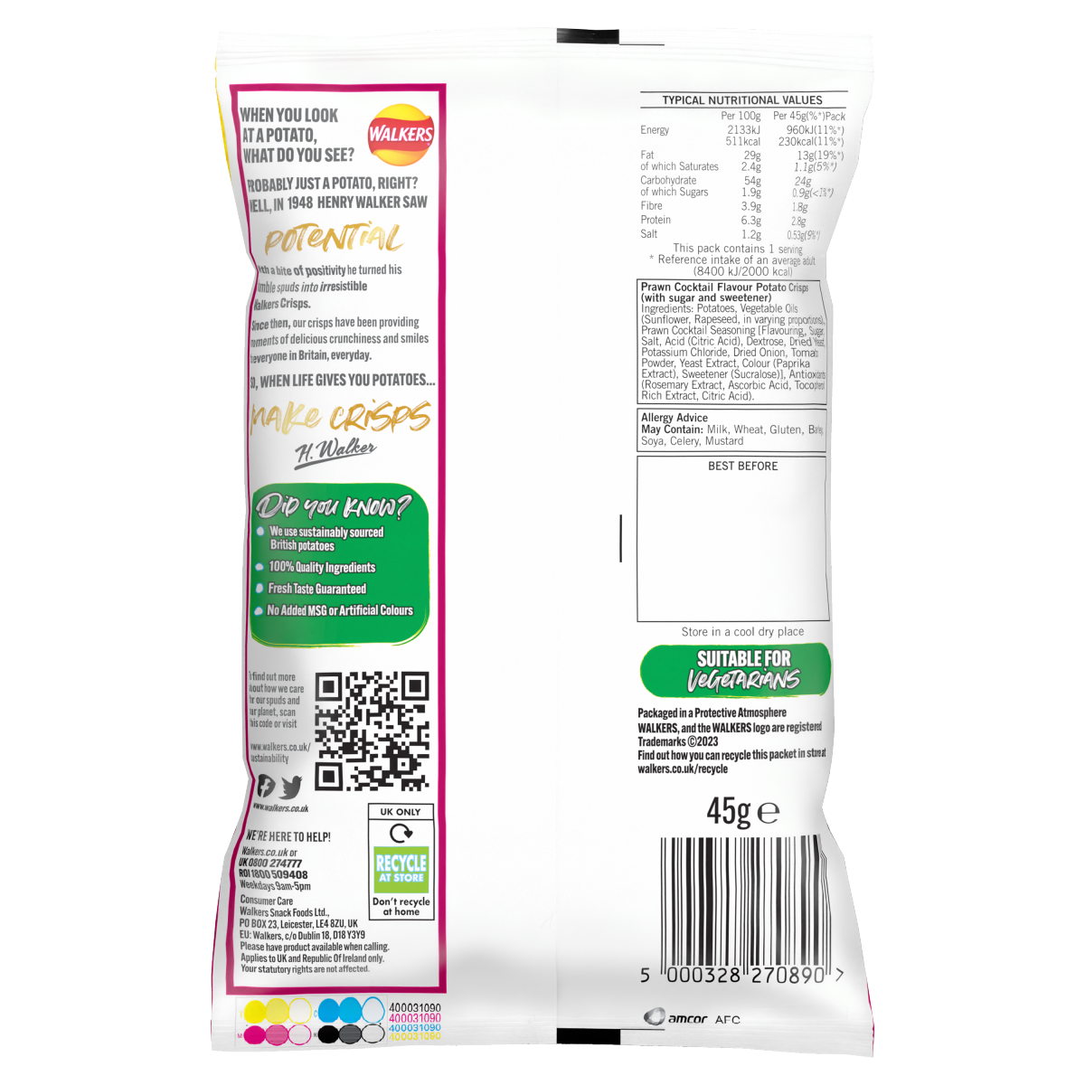 Walkers Prawn Cocktail Crisps 45g