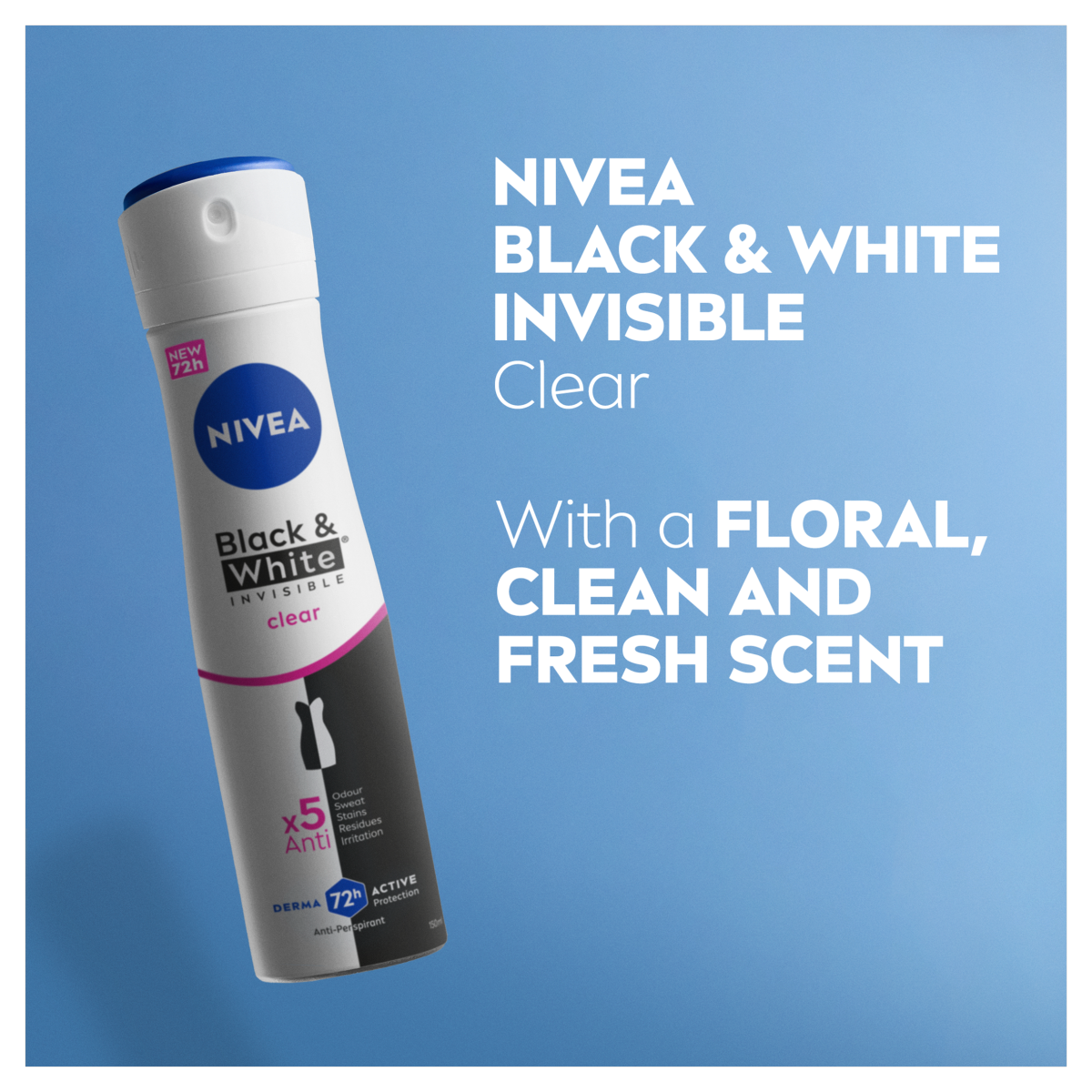 NIVEA Black & White Invisible Clear 72h Anti-perspirant Deodorant 150ML
