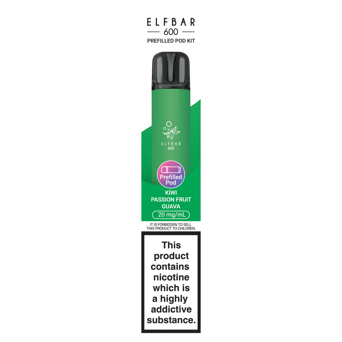 Elfbar 600 Kiwi Passion Fruit Guava Prefilled Pod Kit 20mg/ml