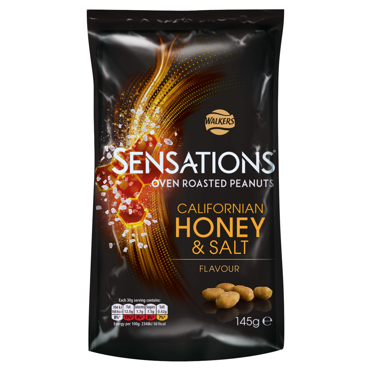 Walkers Sensations Honey & Salt Roasted Sharing Peanuts 145g