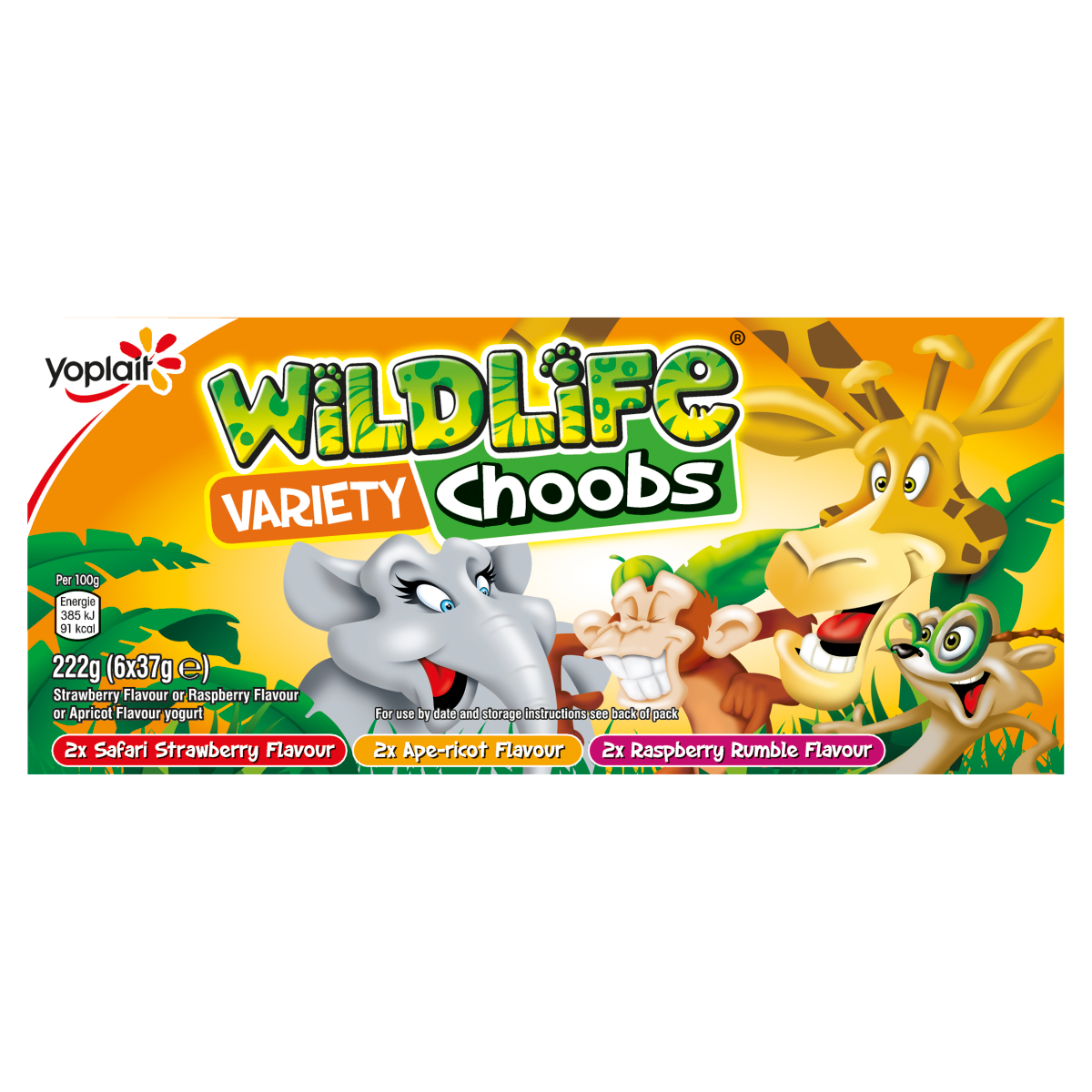Wildlife Variety Choobs Strawberry, Raspberry and Apricot Flavour 6 x 37g