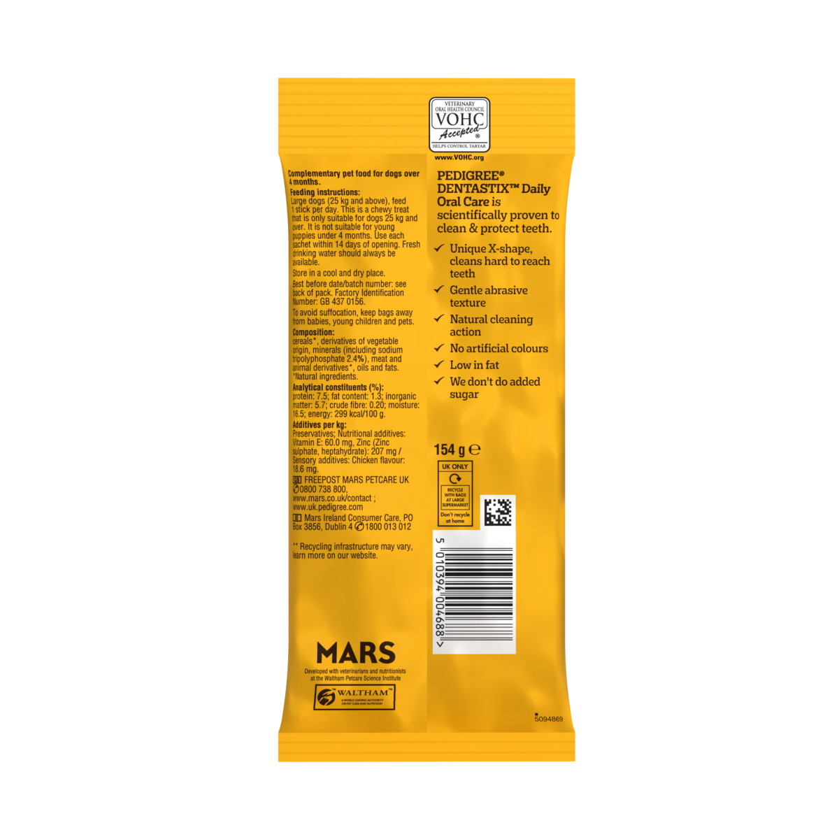 PEDIGREE® DENTASTIX™ Daily Dental Chews Large Dog Treat 4 Sticks