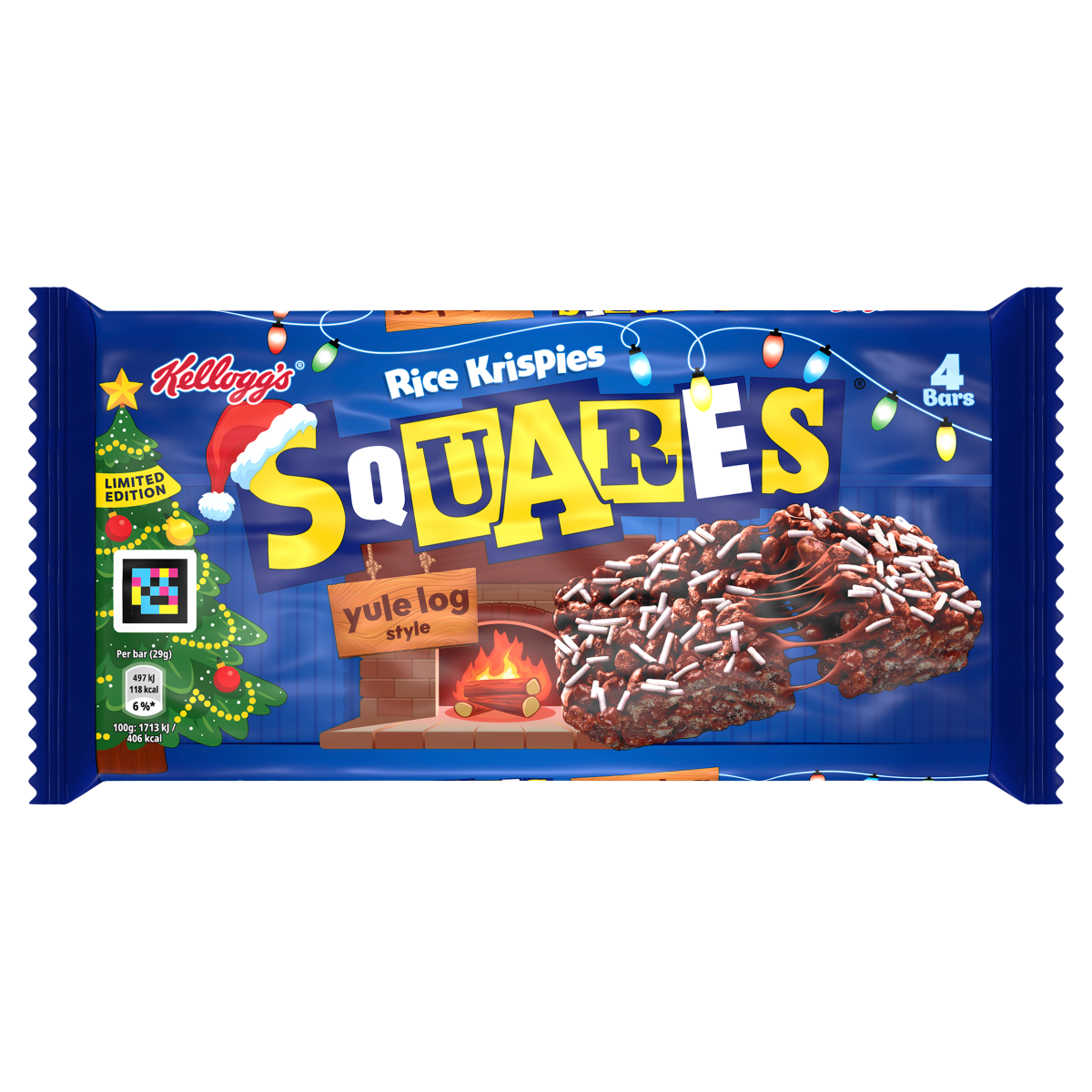 Kellogg’s Rice Krispies Squares Yule Log Style Bars 4 x 29g (116g)