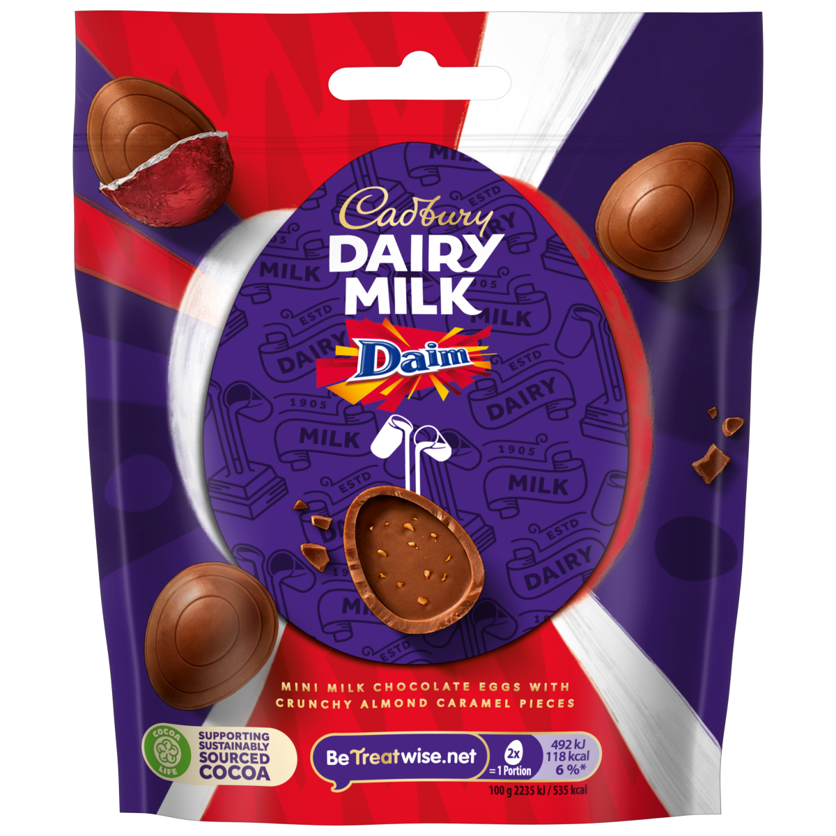 Cadbury Dairy Milk Filled Egg Daim Chocolate Eggs Mini 77 Gr