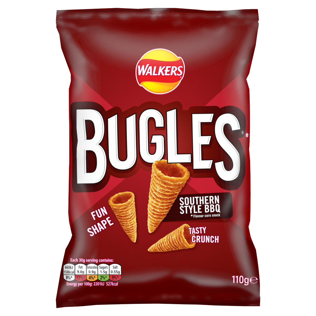 Walkers Bugles Snacks Southern Style BBQ Sharing Crisps 110g