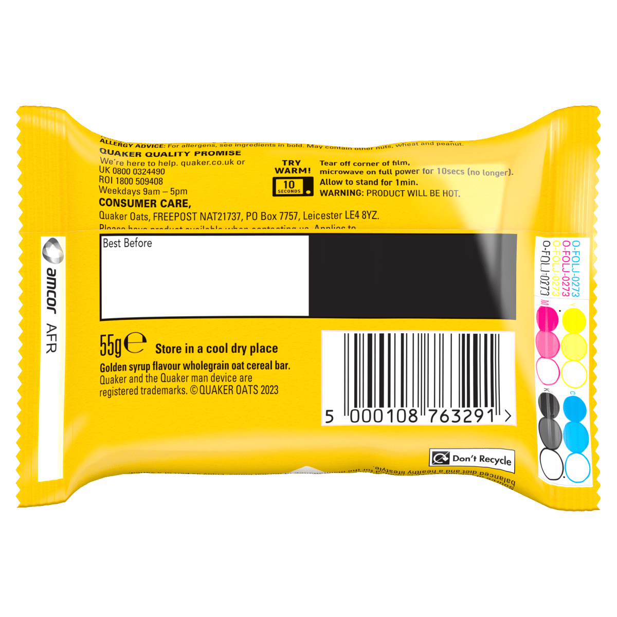 Quaker Porridge To Go Golden Syrup Breakfast Bar 55g