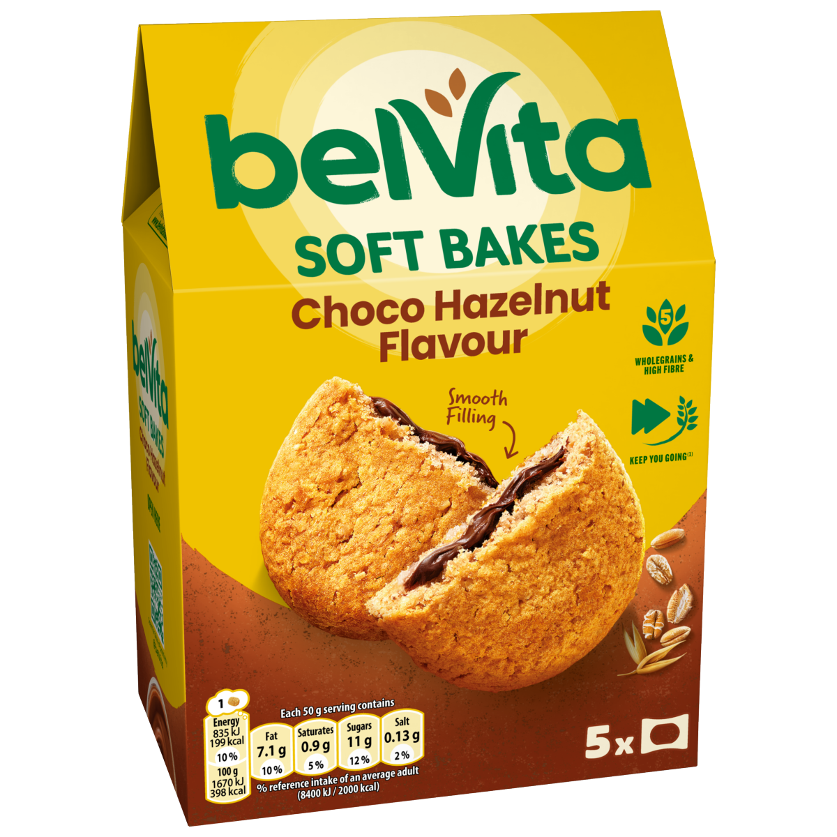 Belvita Soft Bakes Chocolate Hazelnut Flavour Cereal Snack Bars Multipack 250g (5 x 50g)