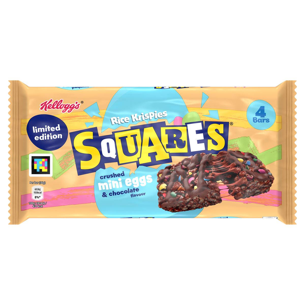 Kellogg’s Limited Edition Rice Krispies Squares Crushed & Chocolate Flavour Bars 4 x 36g (144g)