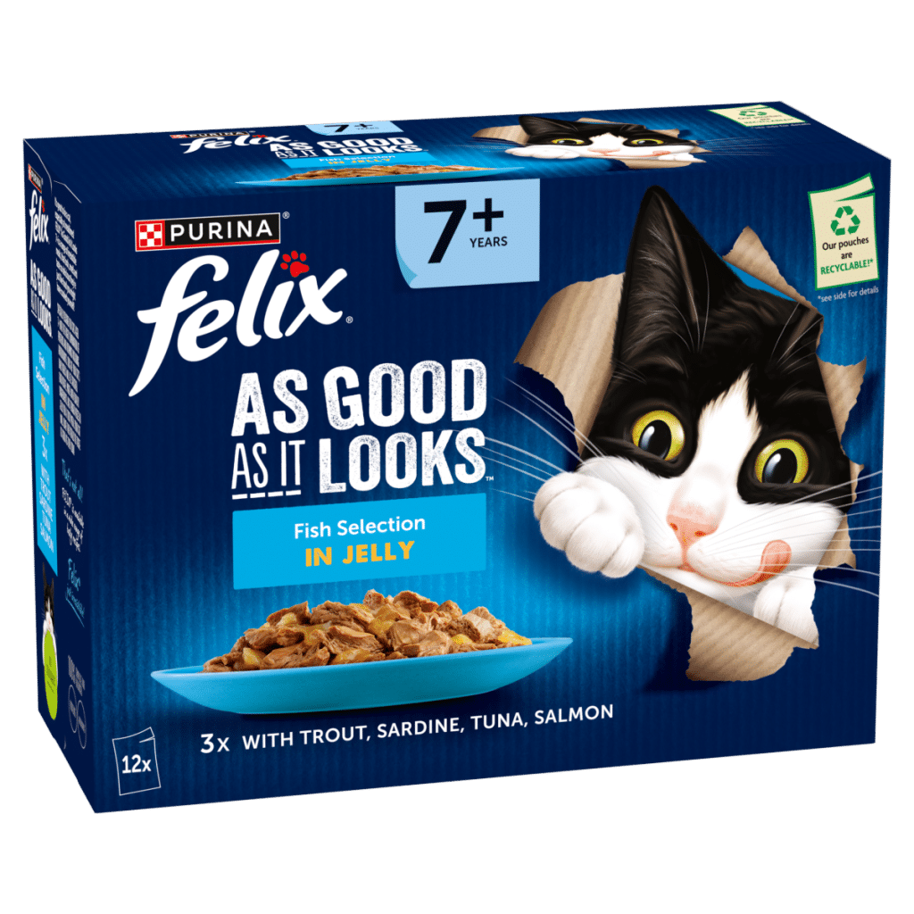 FELIX As Good As it Looks Senior 7+ Fish in Jelly Wet Cat Food 12x85g