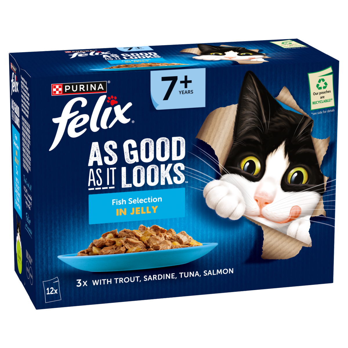FELIX As Good As it Looks Senior 7+ Fish in Jelly Wet Cat Food 12x85g