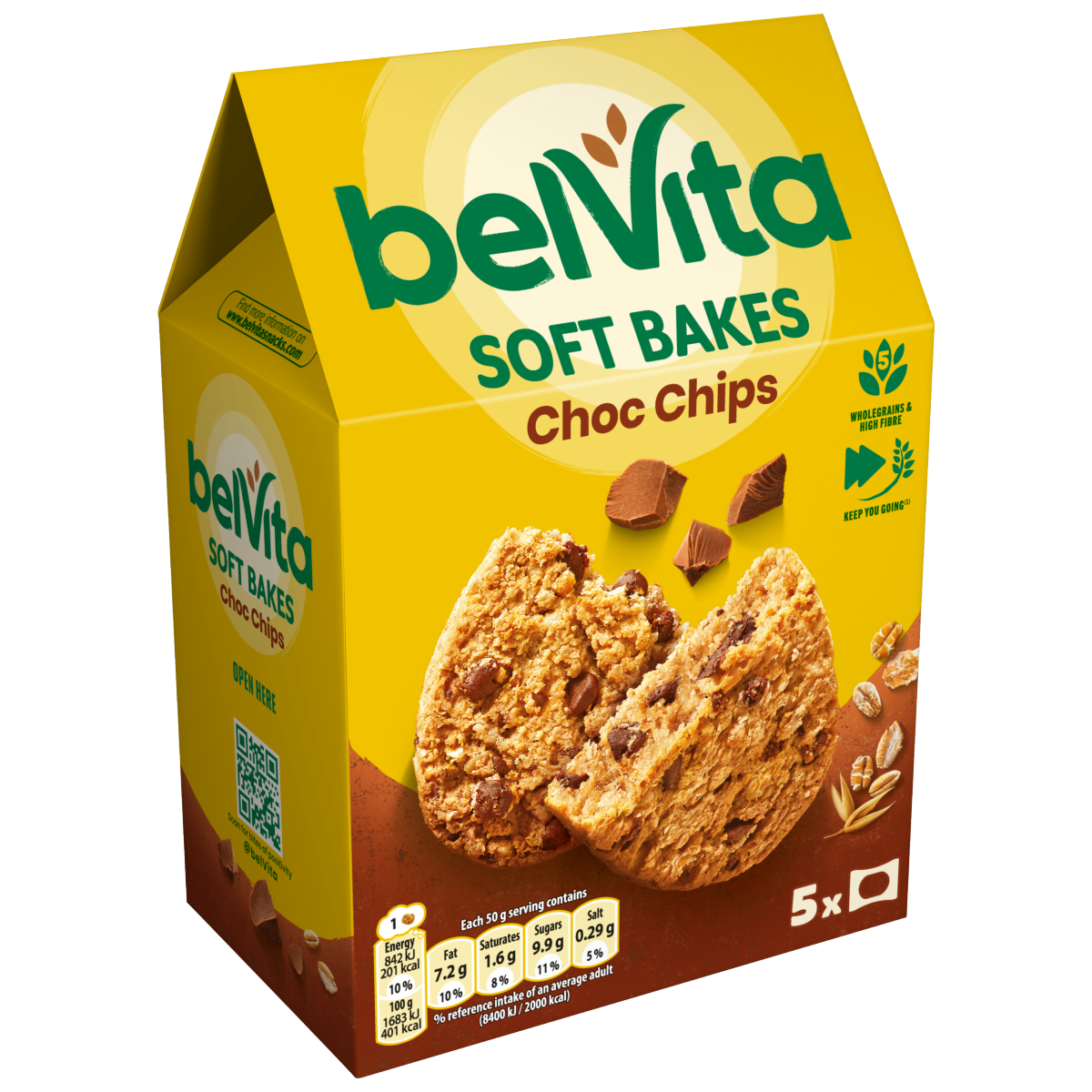 Belvita Breakfast Biscuits Soft Bakes Choc Chips 5 Pack 250g
