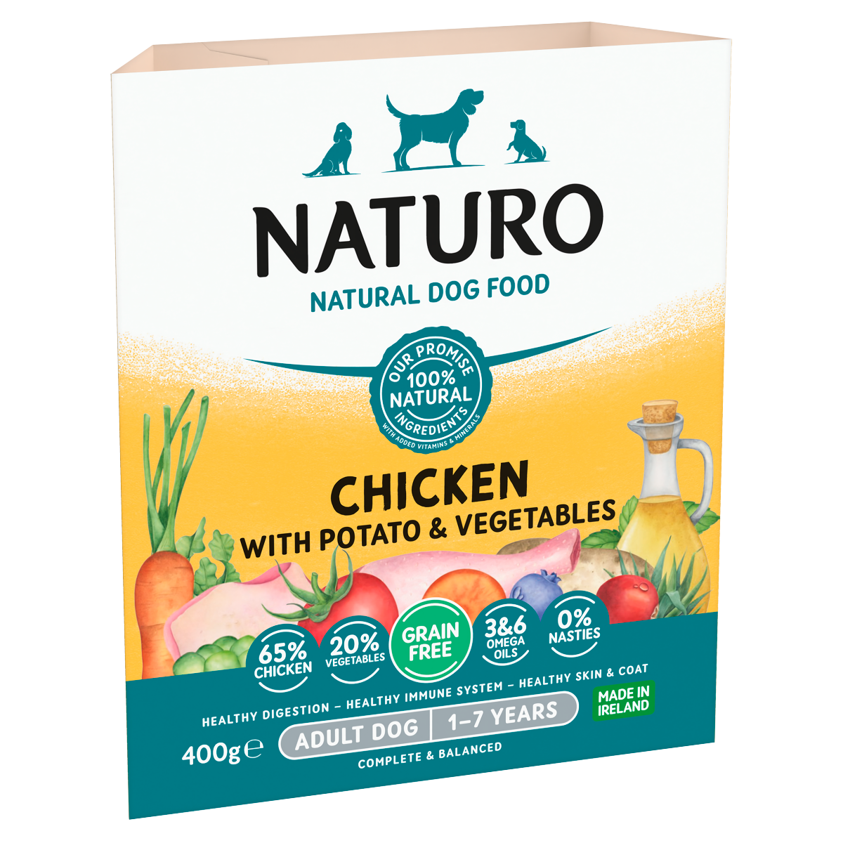 Naturo Natural Pet Food Chicken with Potato and Vegetables Adult Dog 1 – 7 Years 400g