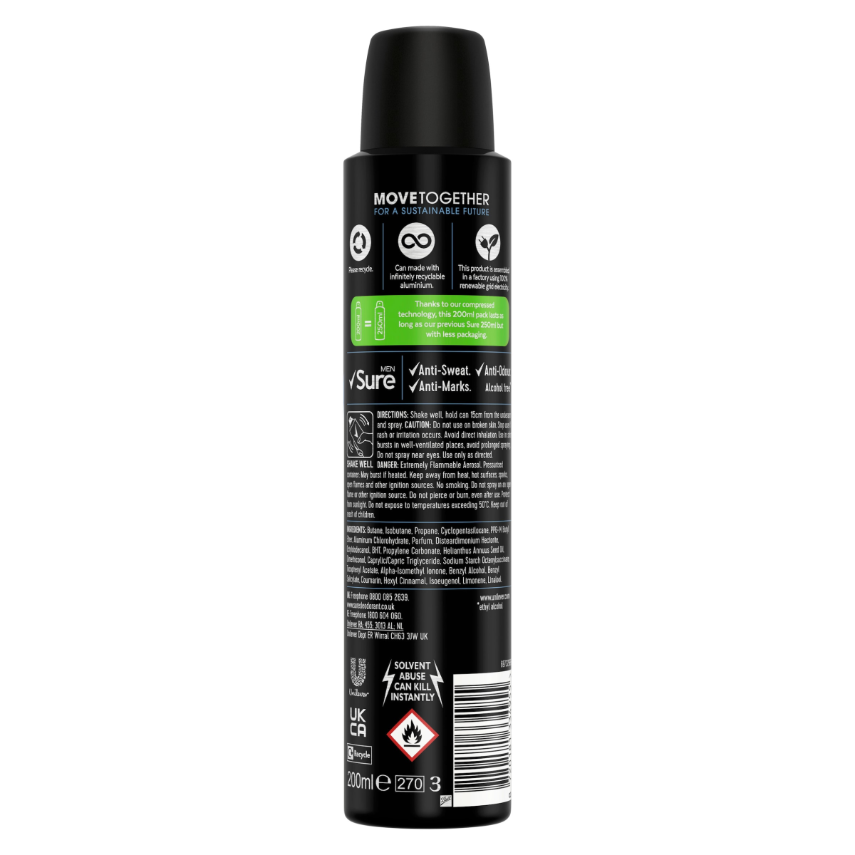 Sure Men  Anti-Perspirant Aerosol Invisible Ice Fresh 200 ml