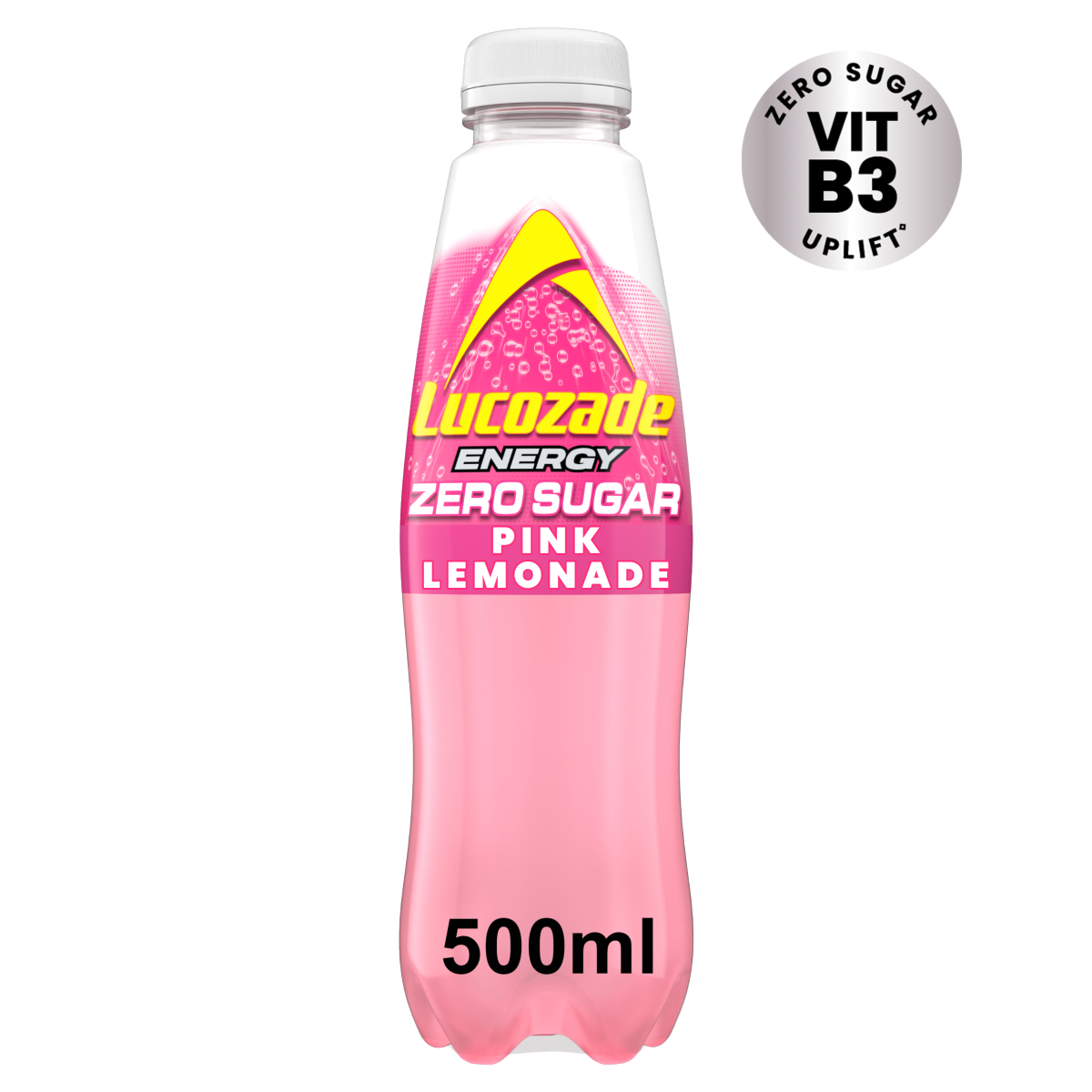 Lucozade Energy Zero Sugar Drink Pink Lemonade 500ml
