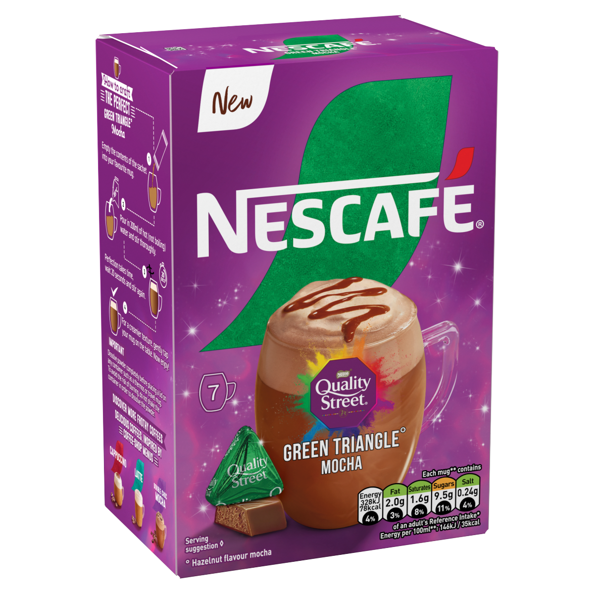 Nescafé Quality Street Green Triangle Hazelnut Flavour Mocha 7 x 19g (133g)