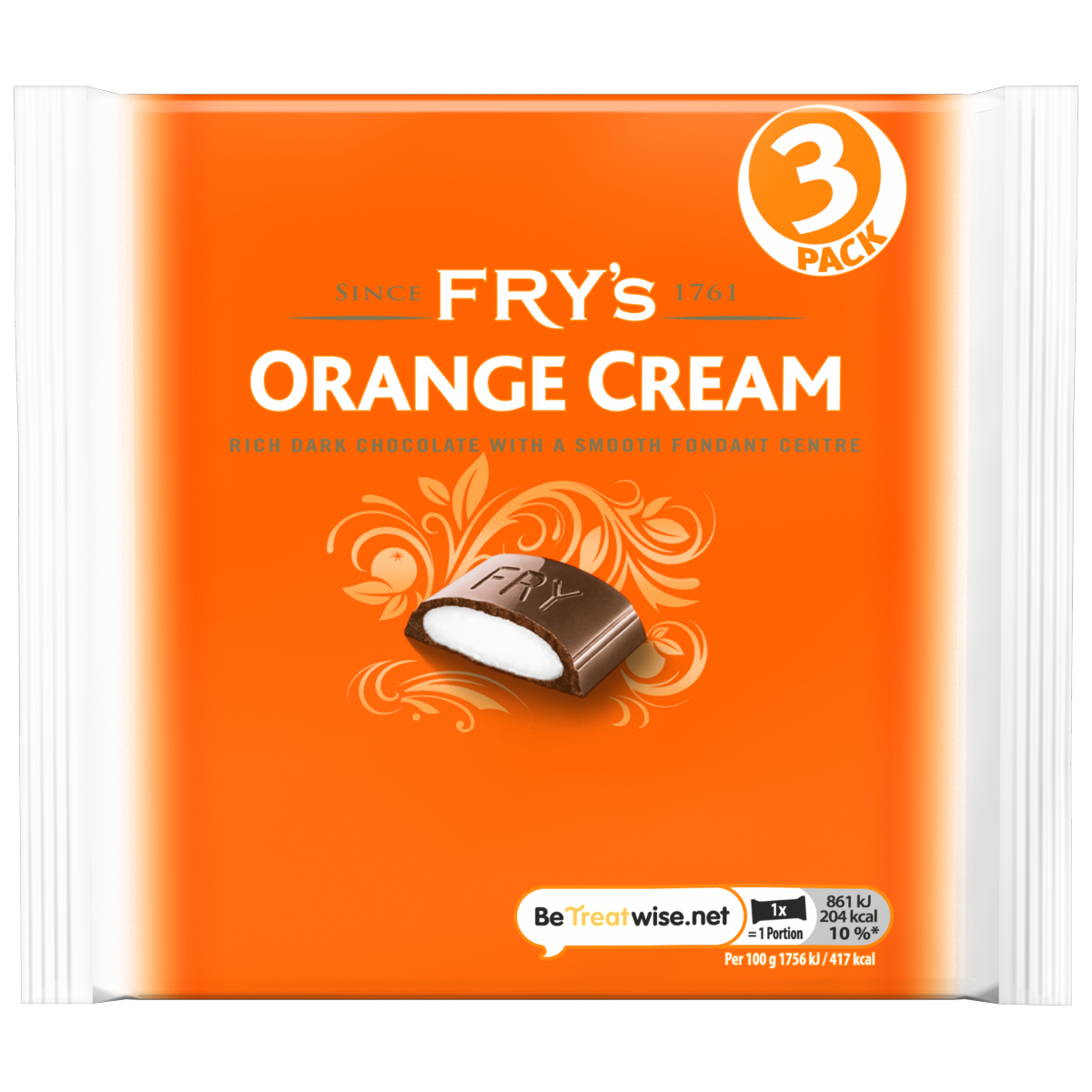 Fry’s Orange Cream Chocolate Bar 3 Pack Multipack 147g (3 x 49g)