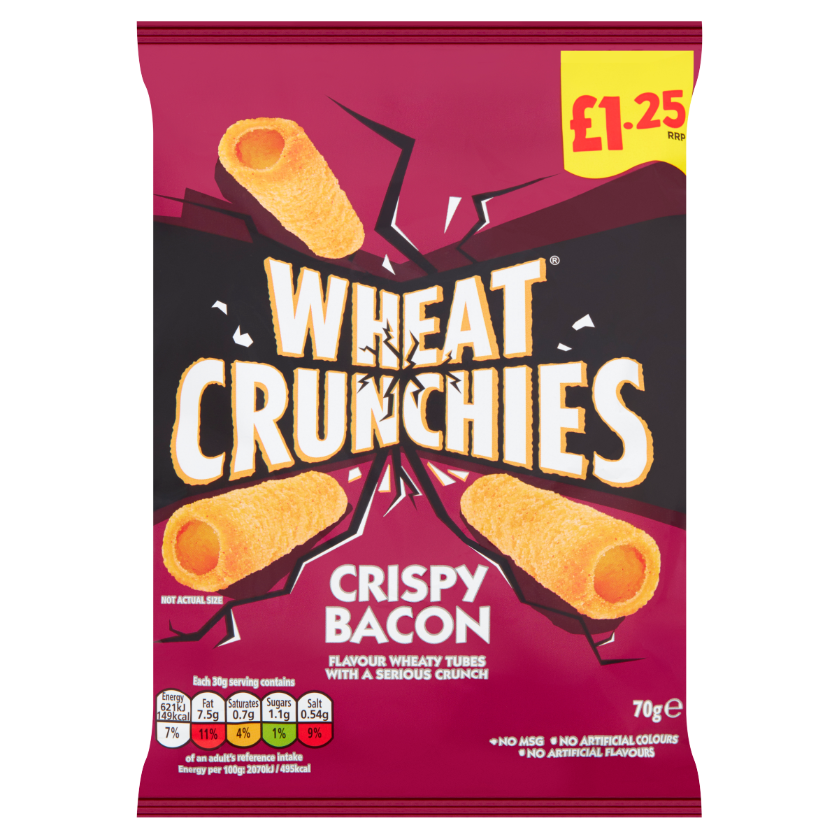 Wheat Crunchies Crispy Bacon Flavour Wheaty Tubes with a Serious Crunch 70g