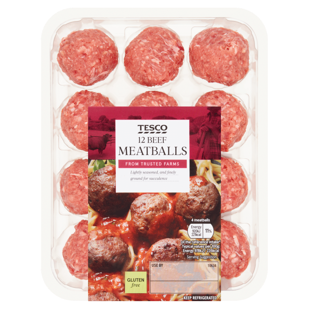 Tesco 12 Beef Meatballs 336g