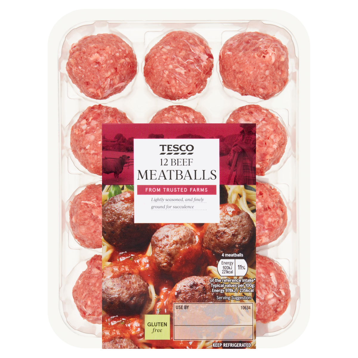Tesco 12 Beef Meatballs 336g
