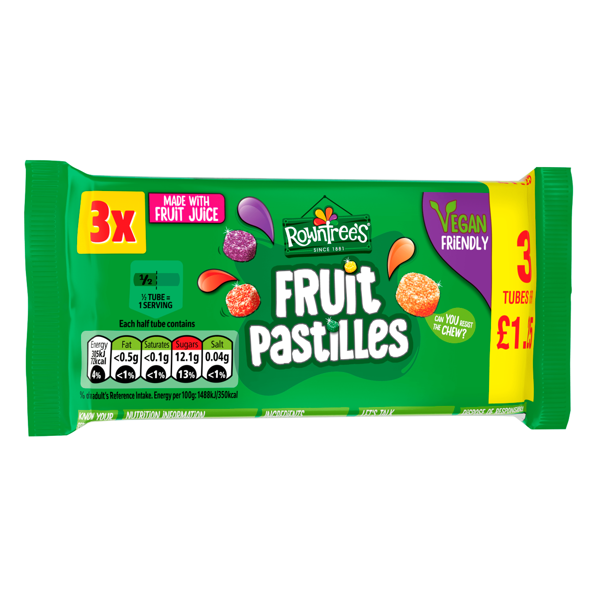 Rowntree’s Fruit Pastilles 3 x 41g (123g)