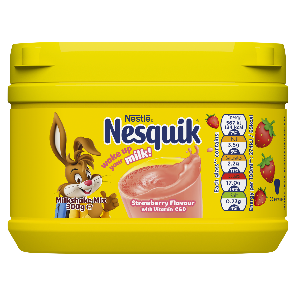 Nesquik Strawberry Flavour with Vitamin C&D Milkshake Mix 300g