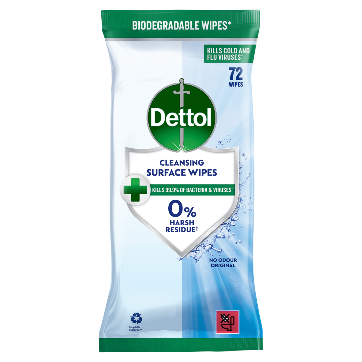 Dettol Antibacterial Cleansing Surface Wipes 72 Large Wipes