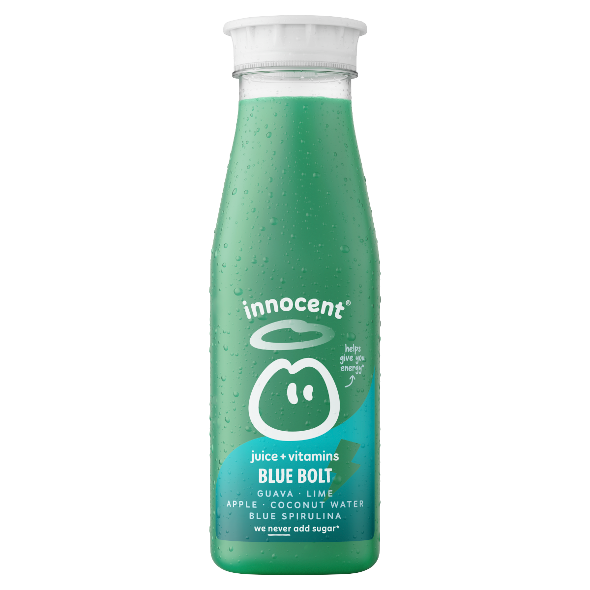 innocent Plus Blue Bolt Guava, Lime, Apple, Coconut Water & Blue Spirulina Juice with Vitamins 330ml