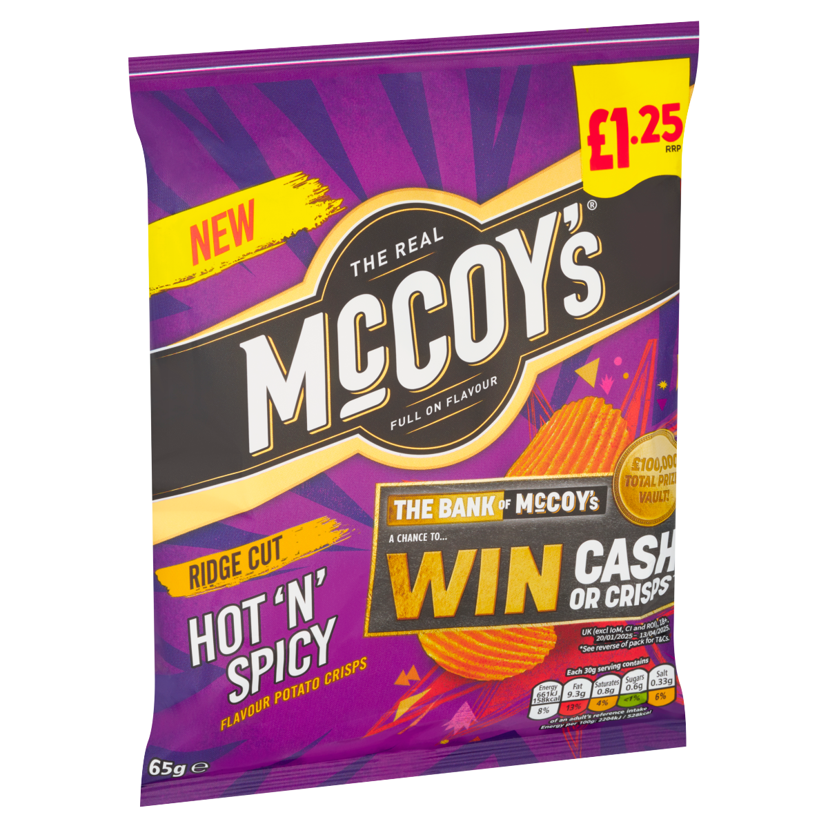 McCoy’s Hot ‘N’ Spicy Flavour Potato Crisps 65g