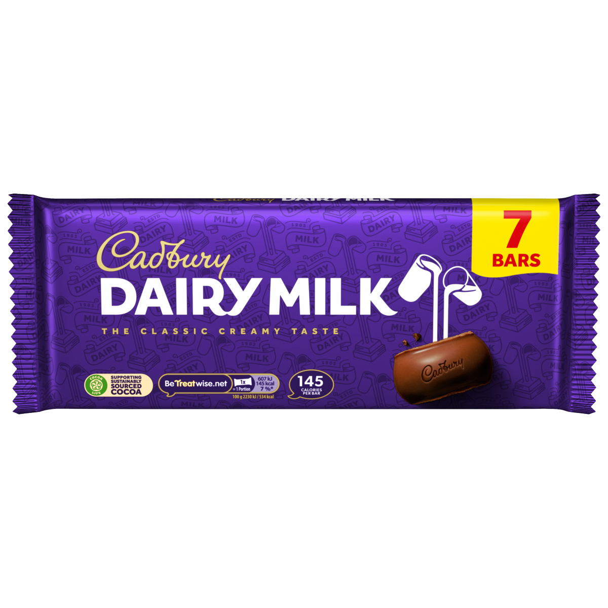 Cadbury Dairy Milk Chocolate Bar 7 Pack Multipack 190.4g (7 x 27x2g)