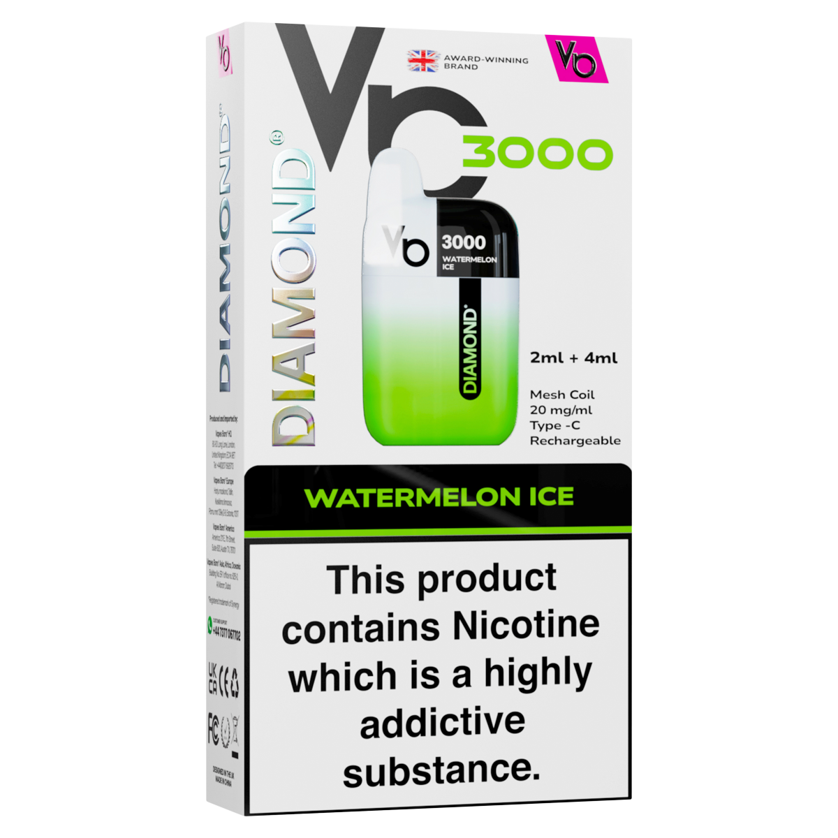 Vapes Bars Diamond 3000 Watermelon Ice 20mg/ml