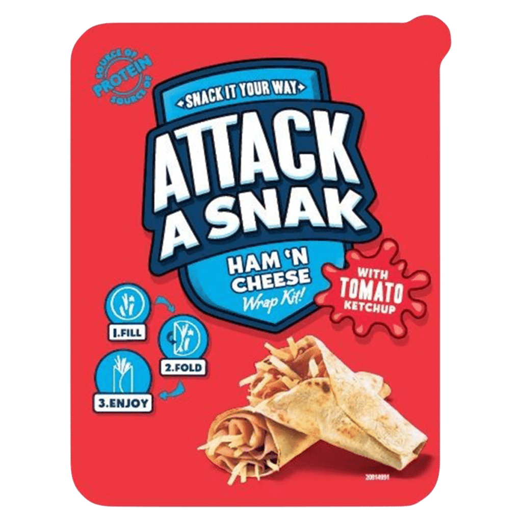 Attack a Snak Ham ‘N Cheese Wrap Kit with Tomato Ketchup 86g