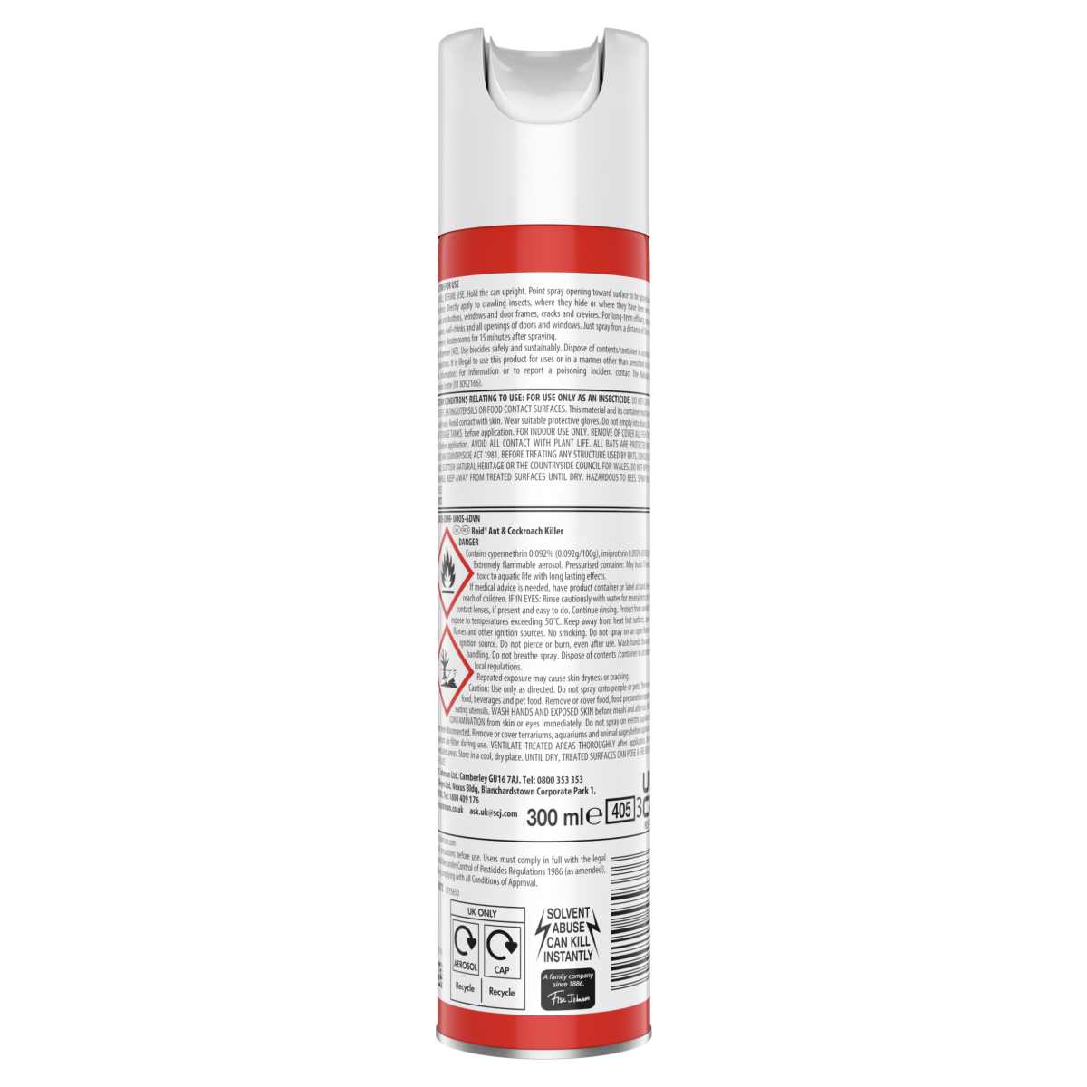 Raid Ant & Cockroach Insect Killer Aerosol Spray 300ml