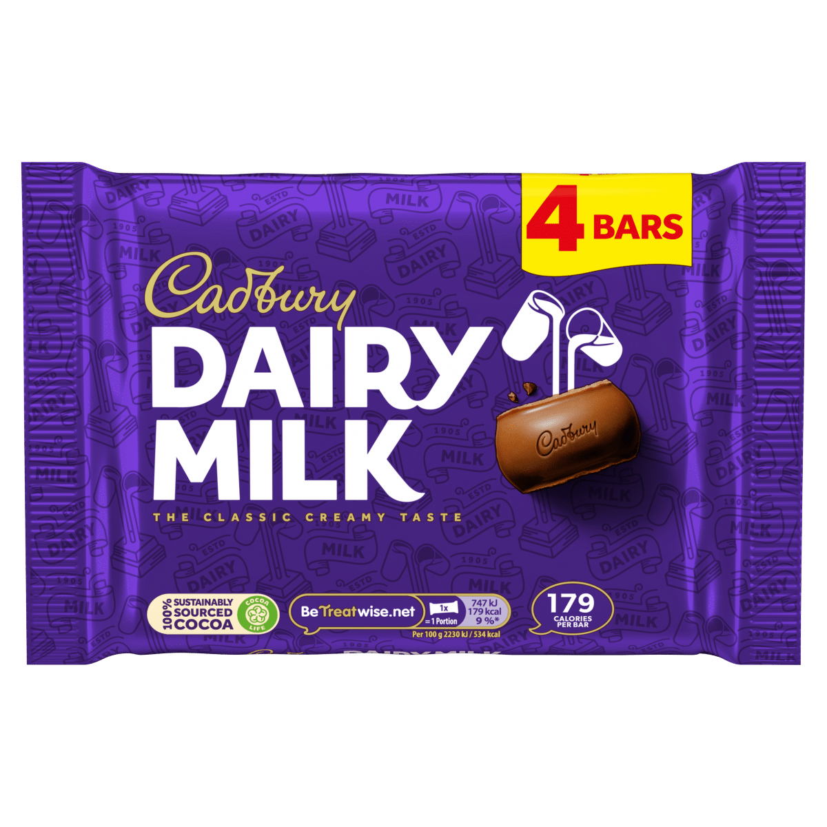 Cadbury Dairy Milk 4 Bars 134g