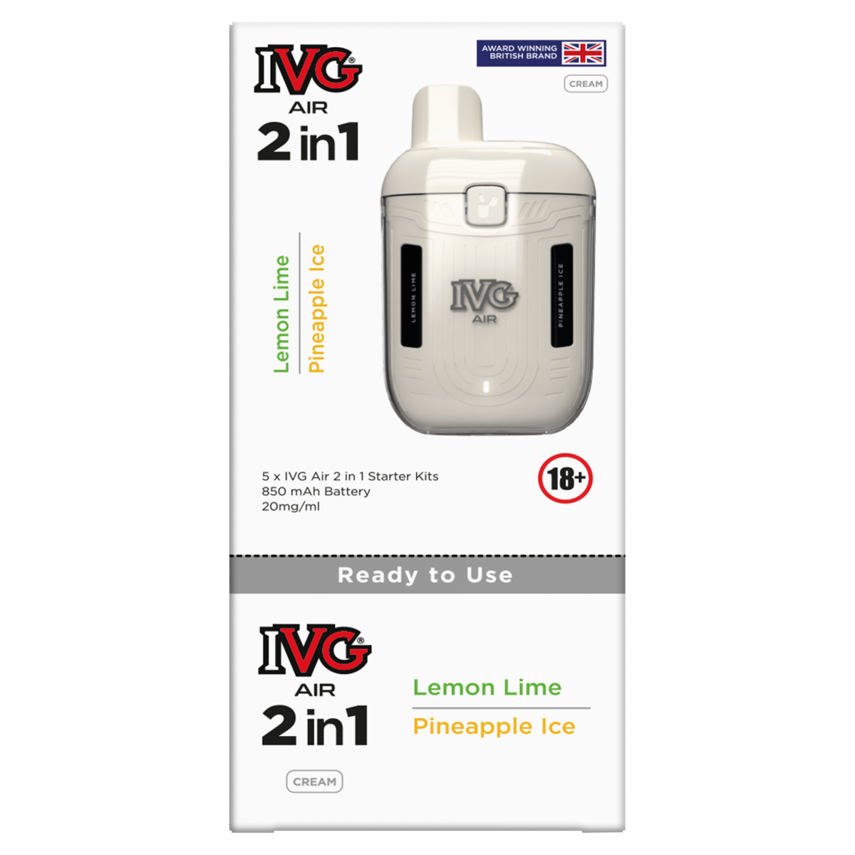IVG Air 2 in 1 Cream Lemon Lime, Pineapple Ice Pods 20 mg/ml