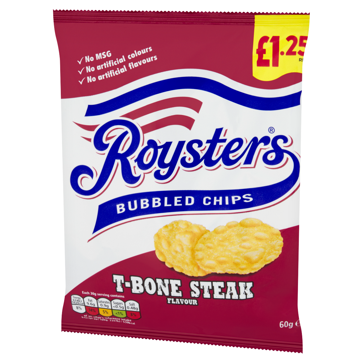 Roysters T-Bone Steak Flavour Bubbled Chips 60g