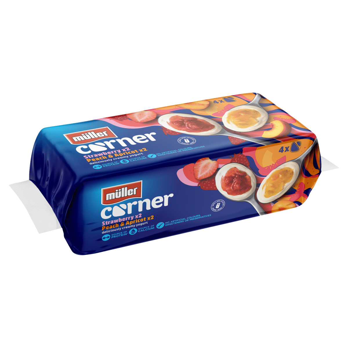 Müller Corner Strawberry, Peach & Apricot Family Pack 4 x 136g (544g)