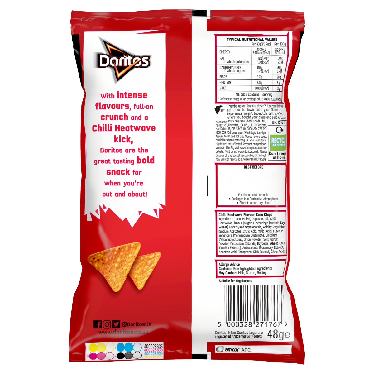 Doritos Chilli Heatwave Tortilla Chips Crisps 48g