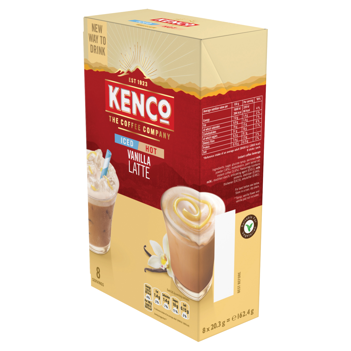 Kenco Iced Hot Vanilla Latte 8×20.3g (162.4g)