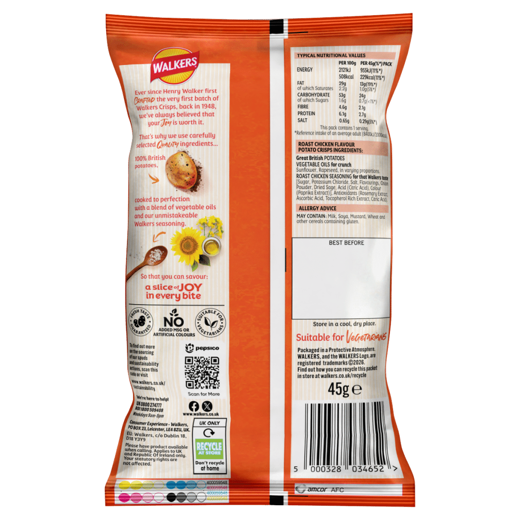 Walkers Roast Chicken Grab Bag Crisps 45g