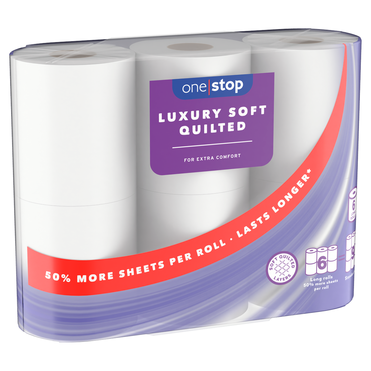 One Stop Luxury Soft Quilted 6 Long Rolls