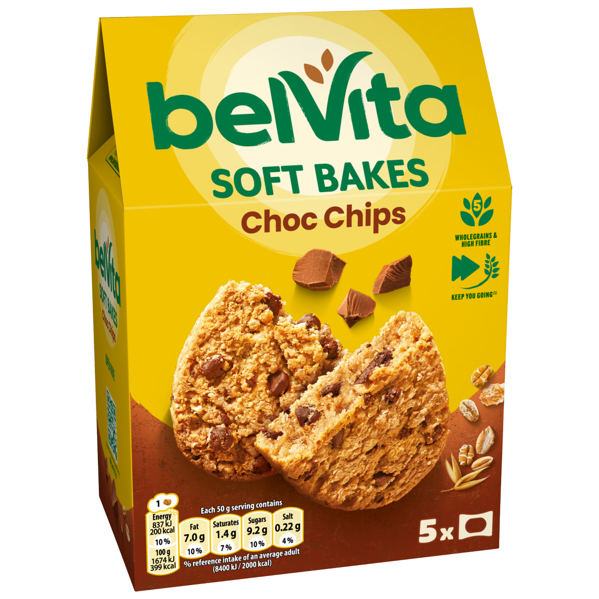 Belvita Soft Bakes Chocolate Chip Cereal Snack Bars Multipack 250g (5 x 50g)